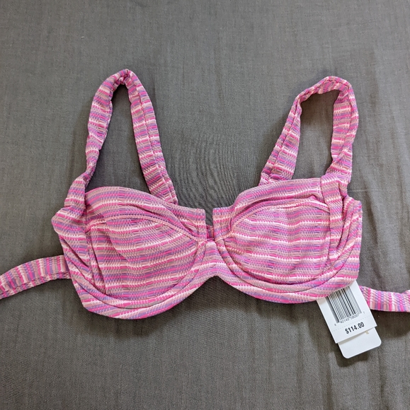 L*Space Camellia Lennox Electric Pique Stripe Pink Bikini Set - Picture 11 of 15